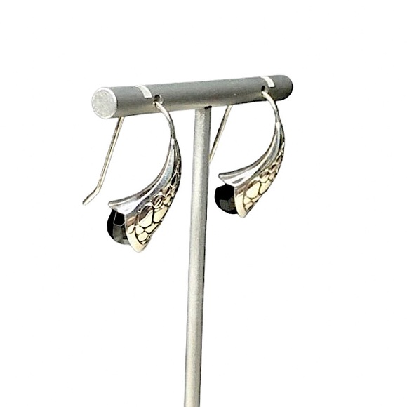 Faceted Black Onyx Sterling Silver Drop Earrings - Picture 15 of 15